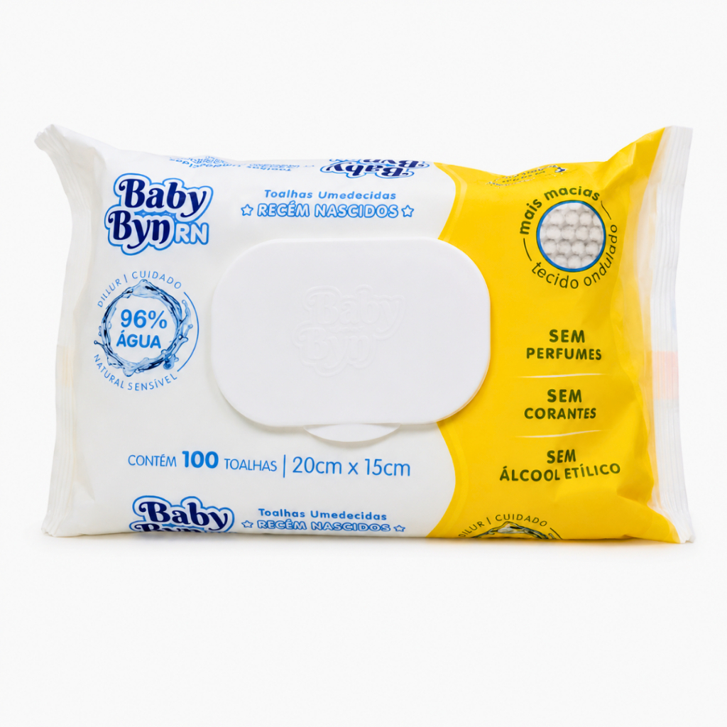 Kit Pacote Lenço Umedecido Hipoalergênico Toalhinha Higiene Bebê Toalha Textura Macia 100 Folhas Baby Byn Recém Nascido