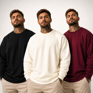 Kit 3 Moletom Masculino Cores Sortidas Liso 100% Algodão Blusas Masculinas De Frio