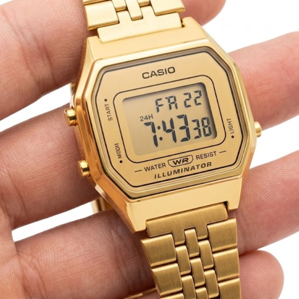 Relógio Casio Vintage Dourado Unissex LA680WGA-9DF