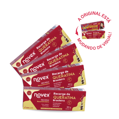 Kit Compre 4 Pague 3 Tratamento Reconstrutor Novex Recarga de Queratina Brasileira