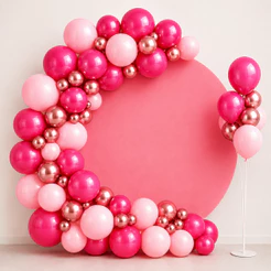 Kit 125 Balões Rosa com Fita para Arco 5m Bexiga Festa Aniversário Decoração Rosa Pink e Rose Gold
