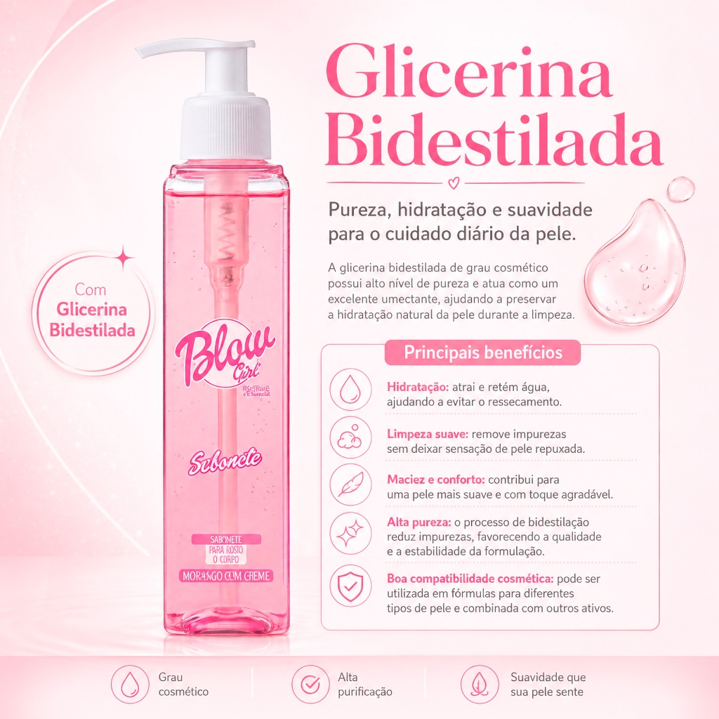Sabonete Líquido Glicerinado Aloe Vera para Banho e Mãos Morango com Karité Blow Girl 200ml