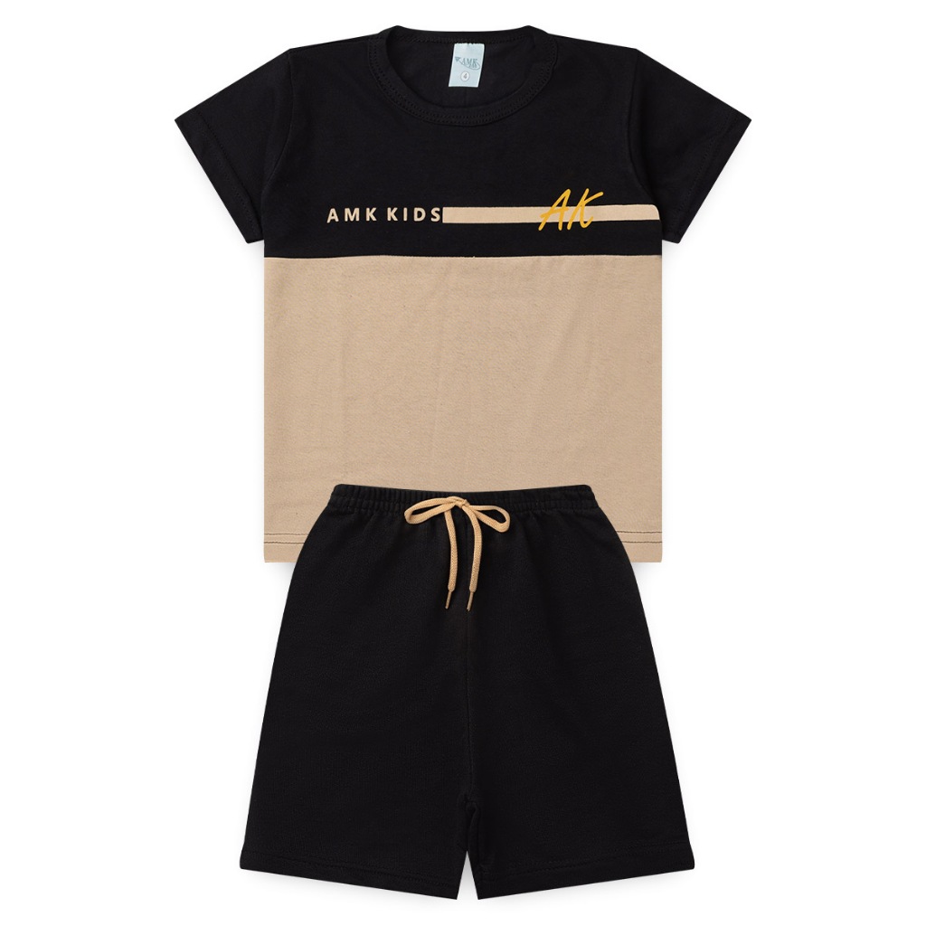 Conjunto de verão menino camiseta estampada e bermuda infantil masculino confortável básico moda criança estilo L60