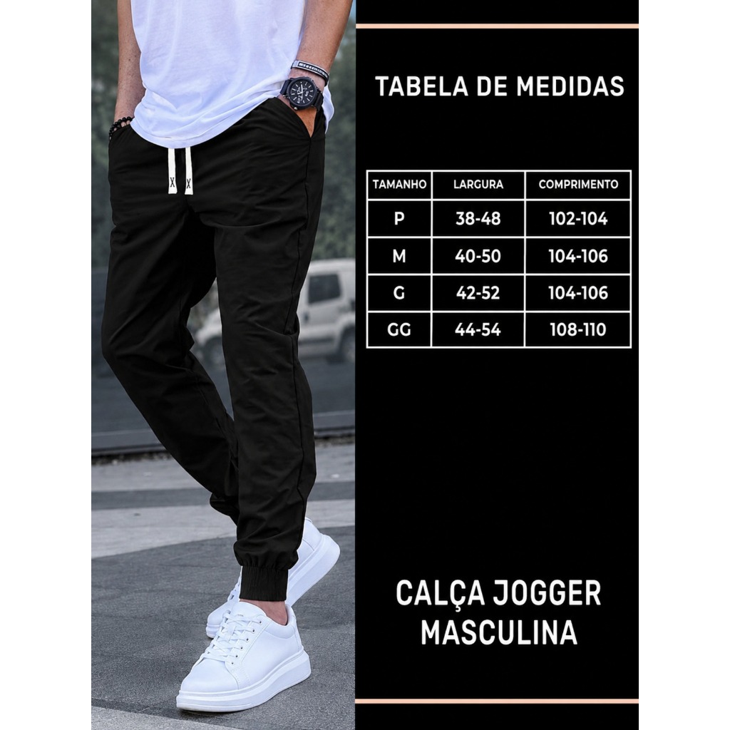 Calça Jogger Masculina Sarja Premium Elástico Punho Casual — imagem 2 de 2