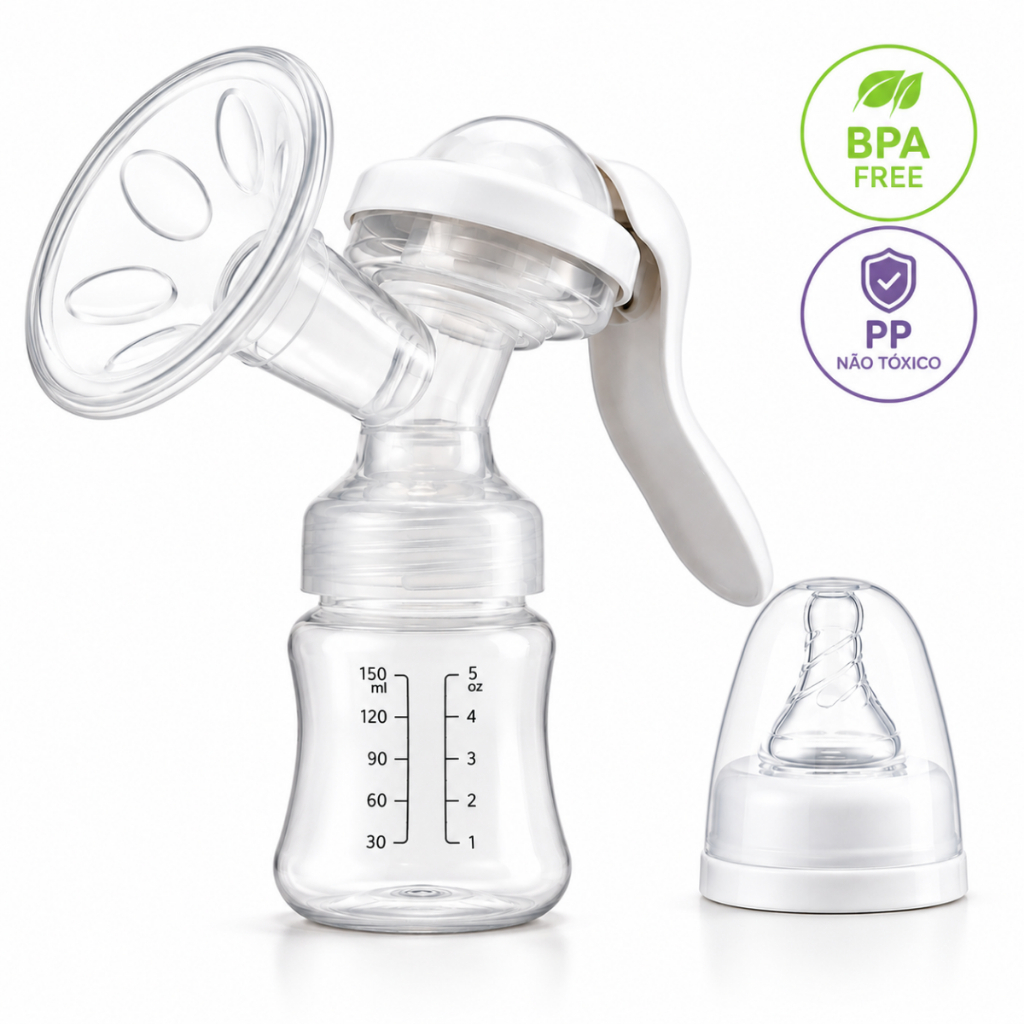 Bomba Sucção Bebês Extratora de Leite Materno Manual Com Massagem BPA Free Pós parto Mae Baby Cuidado