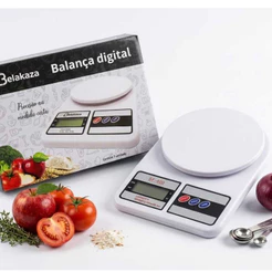 Balança Digital de Cozinha 10kg Alta Precisão com Tara Display Iluminado