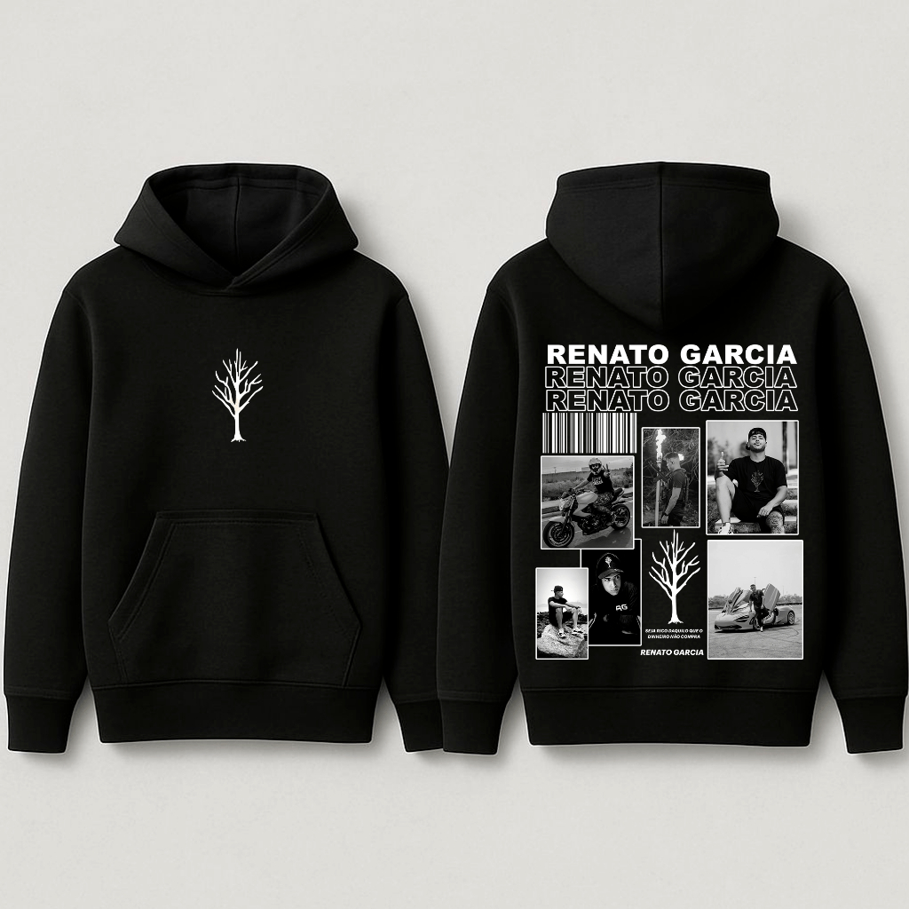 Blusa Moletom Casaco You_tuber Renato Garcia preto e branco seja rico daquilo que o dinheiro não compra