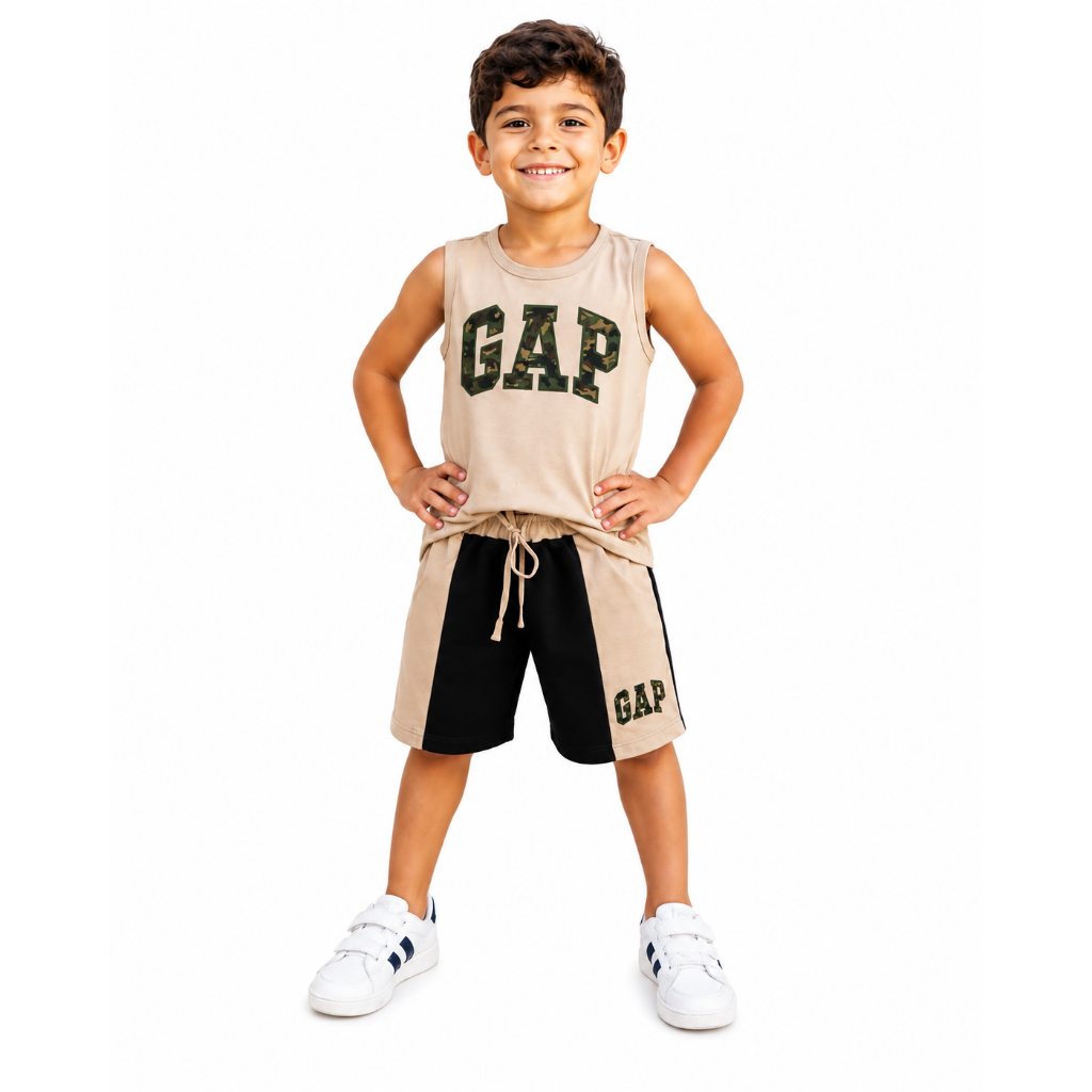 Kit de Conjunto Masculino Regata Malha + Bermuda Moletom - Infantil e Infanto Juvenil - 2 ao 16 anos - Verão Calor