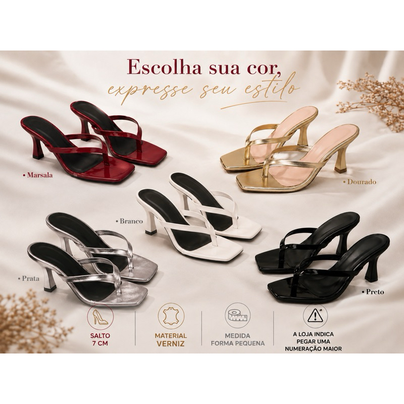 ✨Tamanco Feminino Glam Chic Luxo – Salto 7 cm