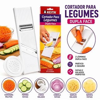 Cortador Ralador  e Fatiador Multiuso Legumes Queijos  Frutas Verdura Salada Dupla Face Keita  24Cm