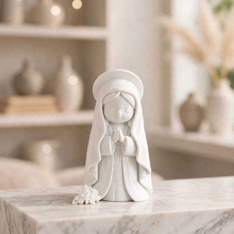 Nossa Senhora Decorativa 10cm Branca | Imagem Religiosa Moderna | Decoração Sala Quarto Presente Católico