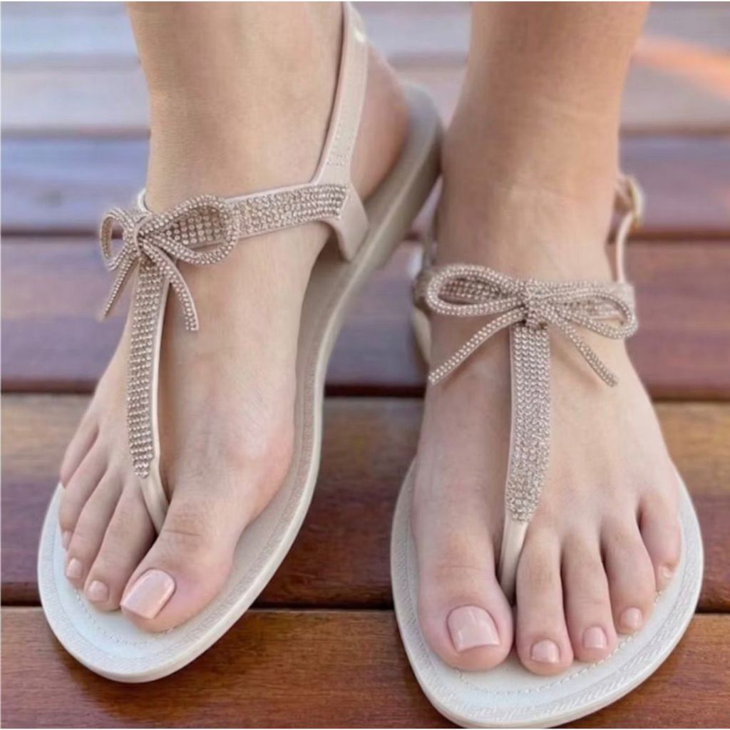 Sandália Rasteirinha Laço Moda Blogueira Verão Feminina Calçado Confortável Macio Tendência