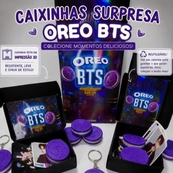 KIT OREO BTS Fanmade | Photocard + Mini Polaroid + Biscoito Oreo BTS