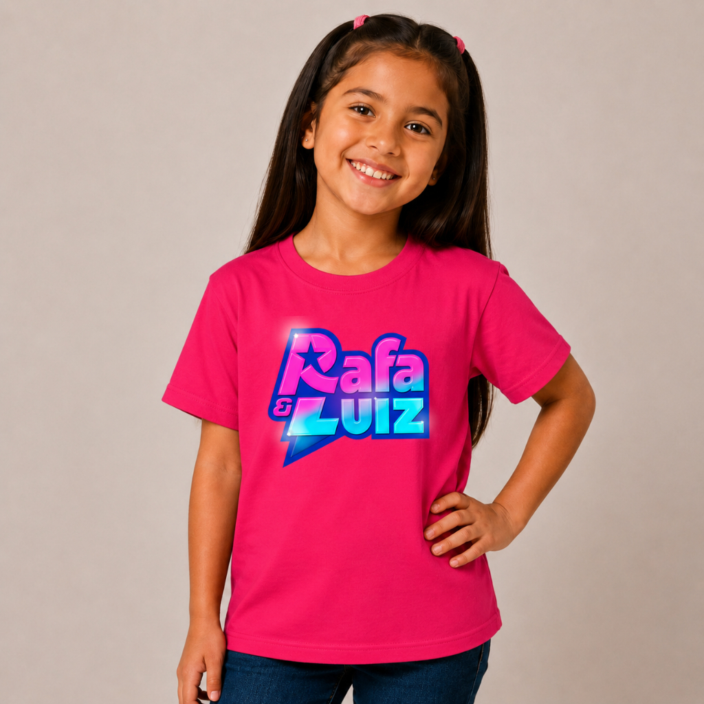 Camiseta Rafa E Luiz Youtubers Infantil Show Blusa Juvenil Festa Presente Unissex Pink