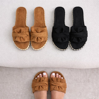 Sandália Anabela Feminina de Laço Solado em Corda Moda Papete Birken Confortavel Bela Macia Verão AU 115