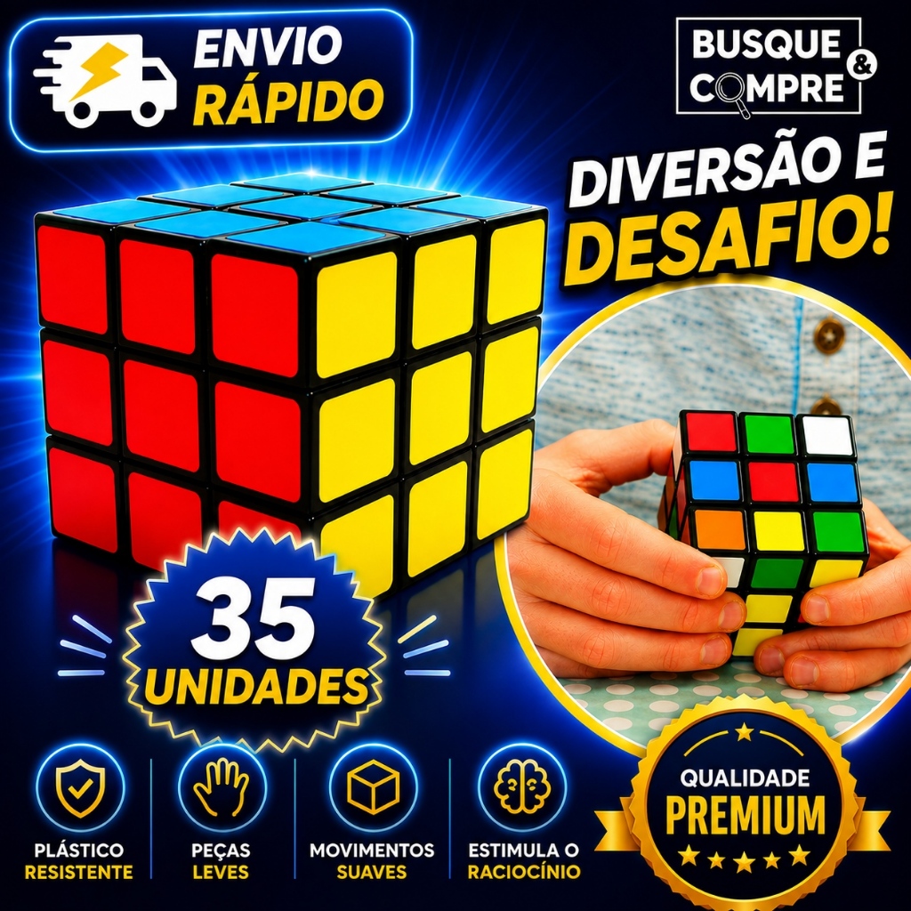 Kit com 35 Cubos Mágicos Interativos para Crianças Adultos de Qualidade para Raciocinio Anti Estresse Brinquedos