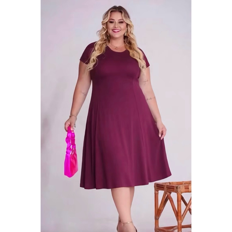 vestido rodado manga nesgado G GG G1 G2 44/46/48/50/52