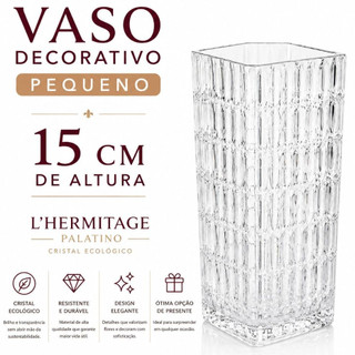 Vaso Decorativo Pequeno 15cm L'Hermitage Palatino Cristal Ecológico para Flores - Decoração para pequenos espaços