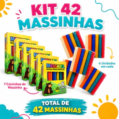 Kit 42 Unidades Massinha de Modelar Cores Diferentes Colorida Festa Lembrancinha Aniversario Prenda