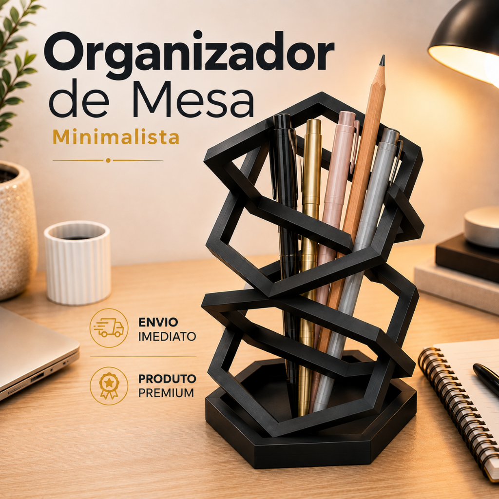 Organizador de Mesa Escritório Porta Caneta Acessórios Home Office Objetos Multifuncional