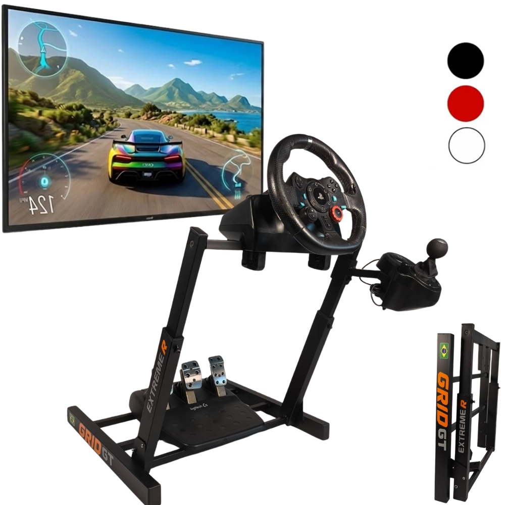 Suporte Cockpit Para Volante Gamer Logitech Com Suporte De Cambio Grid GT Trustmax Profissional