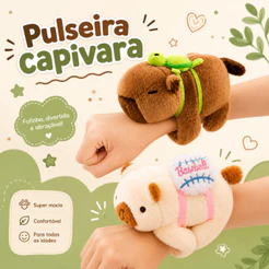 Capivara Fofa Pulseira De Pelúcia Brinquedo Branca ou Marrom Presente De Aniversário Acessórios De Braço Snap On
