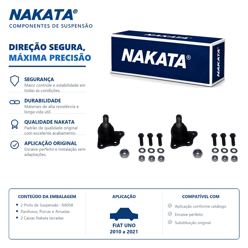 Par Pivo De Suspensão Fiat Uno 2010 a 2021– Nakata