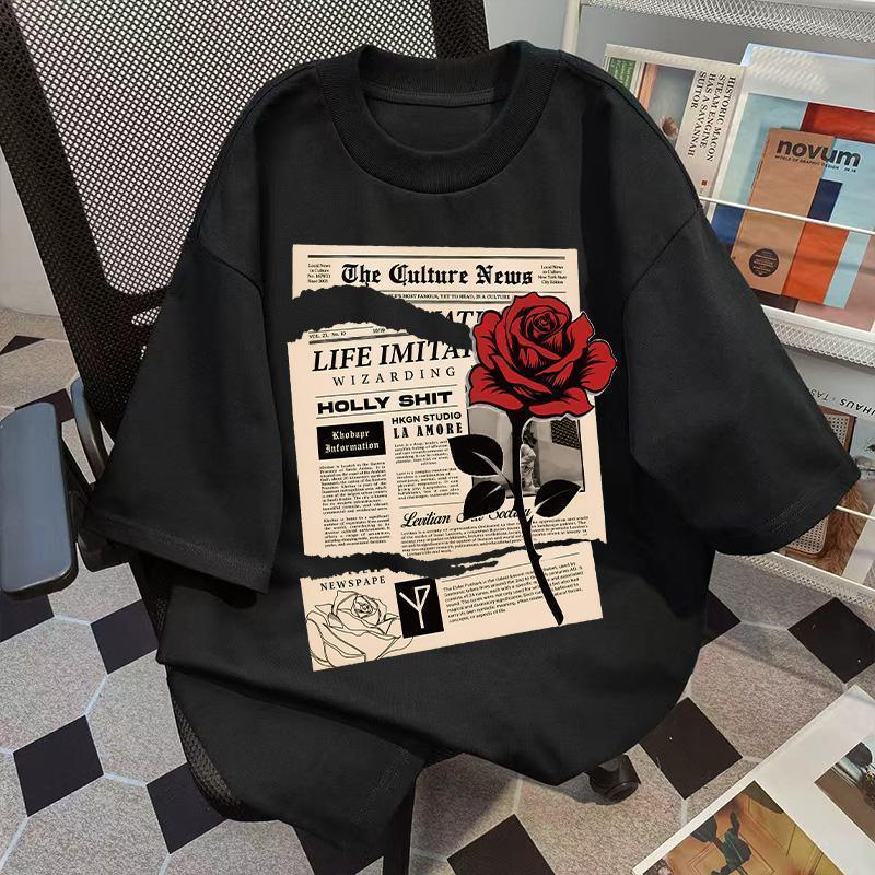 Camiseta Oversized Unissex 100% Algodão Estampada, Confortável e Respirável Plus Size Modelo Casual C3237