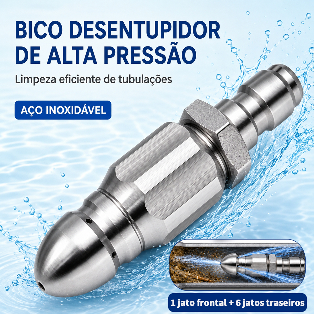 Bico Desentupidor De Tubulação 7 Jatos Lavadora Alta Pressão
