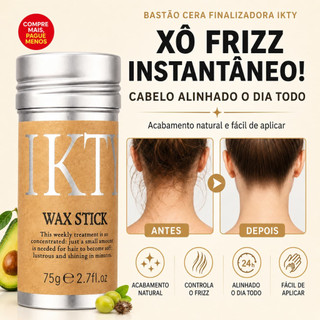 Bastão Cera Finalizadora IKTY Wax Stick 75g Xô Frizz Instantâneo Cabelo Alinhado o Dia Todo Acabamento Natural