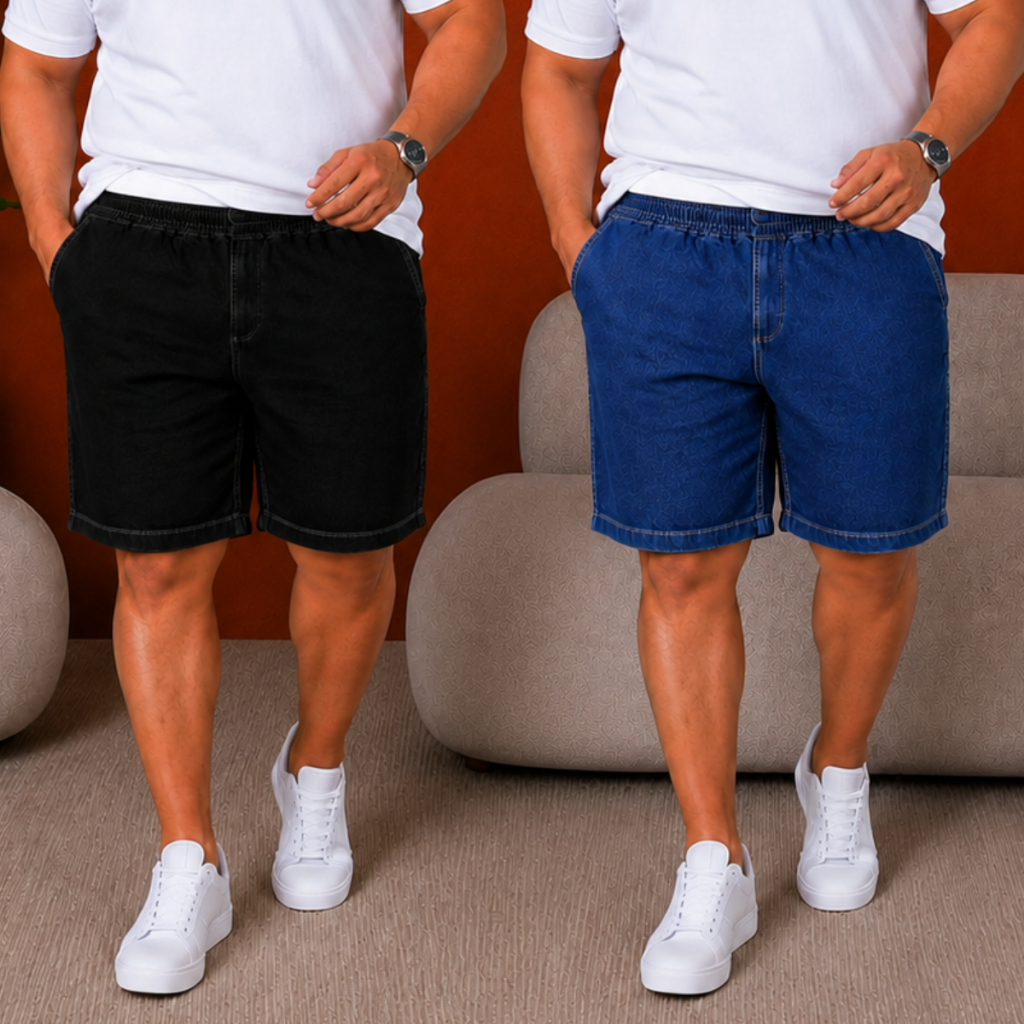Kit 2 Bermudas Jogger Masculinas Plus Size Jeans C\ Lycra
