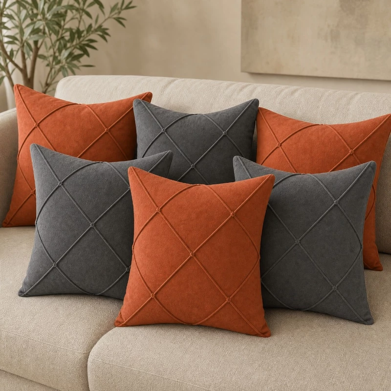 Capas de Almofada Suede Luxo 40x40 para Sofá Sala Quarto com Zíper — foto 4