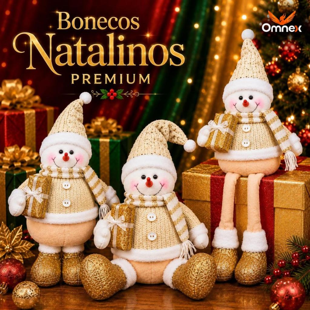 Papai Noel Boneco de Neve Decoração Enfeite Natal Luxo Pelucia Diversos Modelos