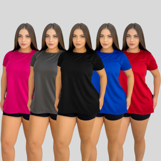 Kit 5 Blusas Academia Feminina Tapa Bumbum Treino Fitness Corrida