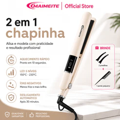 MAIMEITE Alisador De Cabelo Prancha Cabelo Profissional 210º Chapinha Nano Titanium bivolt Liso/Cachos