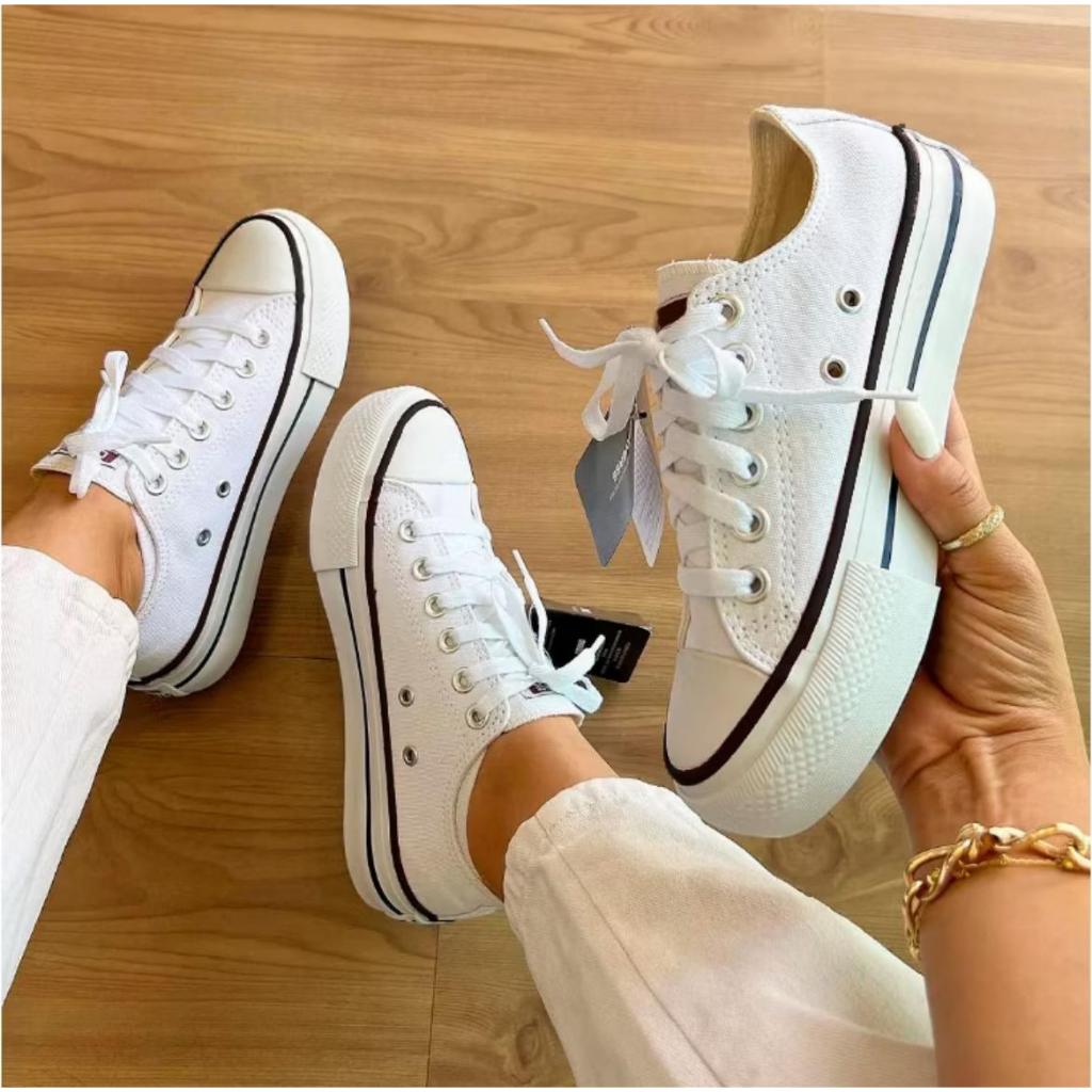 Tênis All Plataforma Cano Baixo Chuck Lift Couro Branco Old Star — imagem 2 de 2