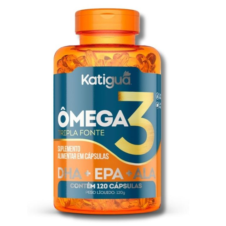 ÔMEGA 3 Tripla Fonte 1000mg Katiguá 120cápsulas ou 60cápsulas Óleo de Peixe 100% Puro Premium