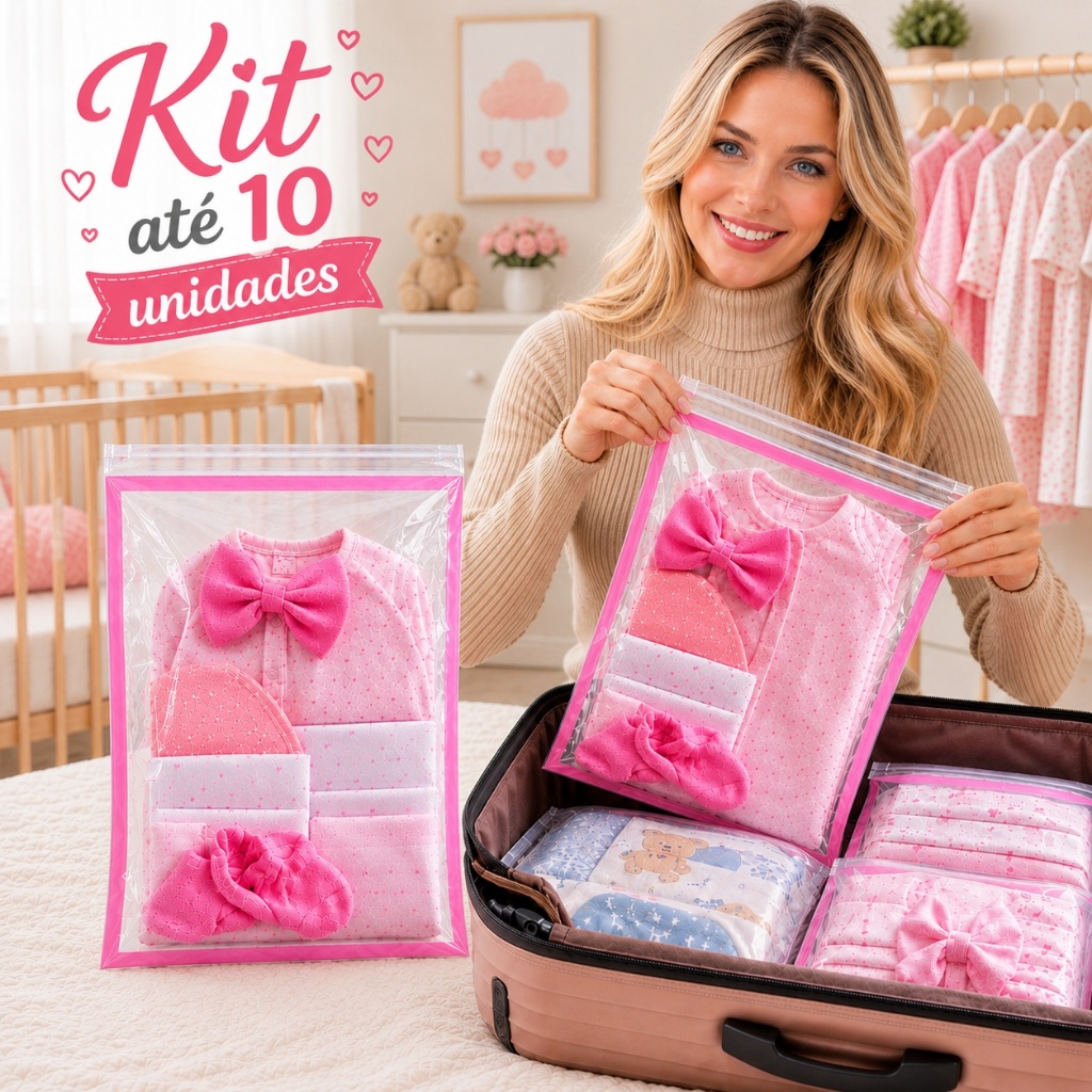 Kit Saquinhos Maternidade Multiuso Com Zíper Organizador Nécessaire Envelope impermeável