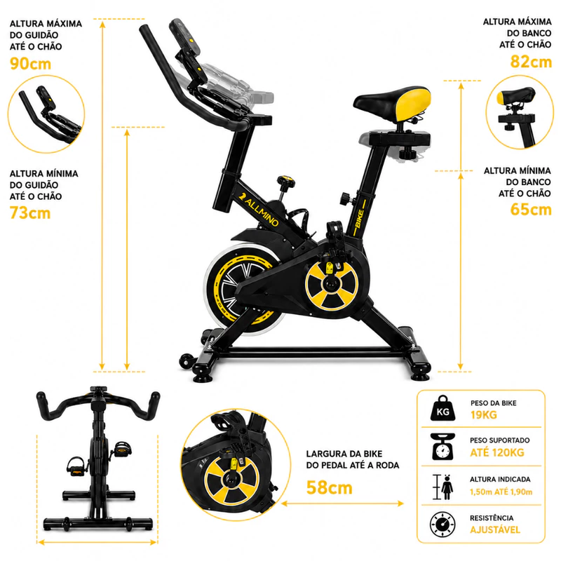Bicicleta Ergométrica Profissional Spinning 8kg com Balança e Caneleira — foto 7