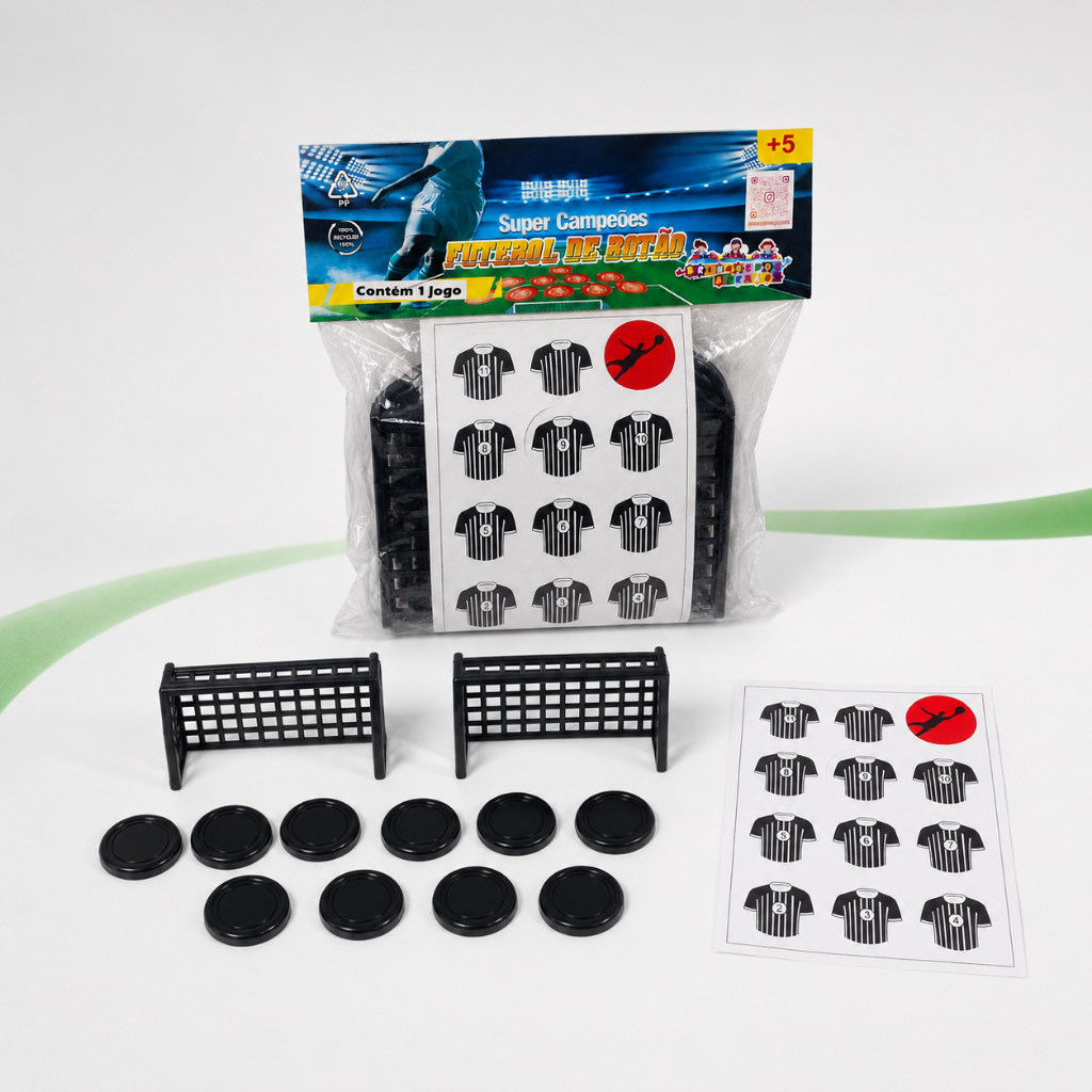 Jogo Futebol de Botão Infantil Super Campeões de Mesa