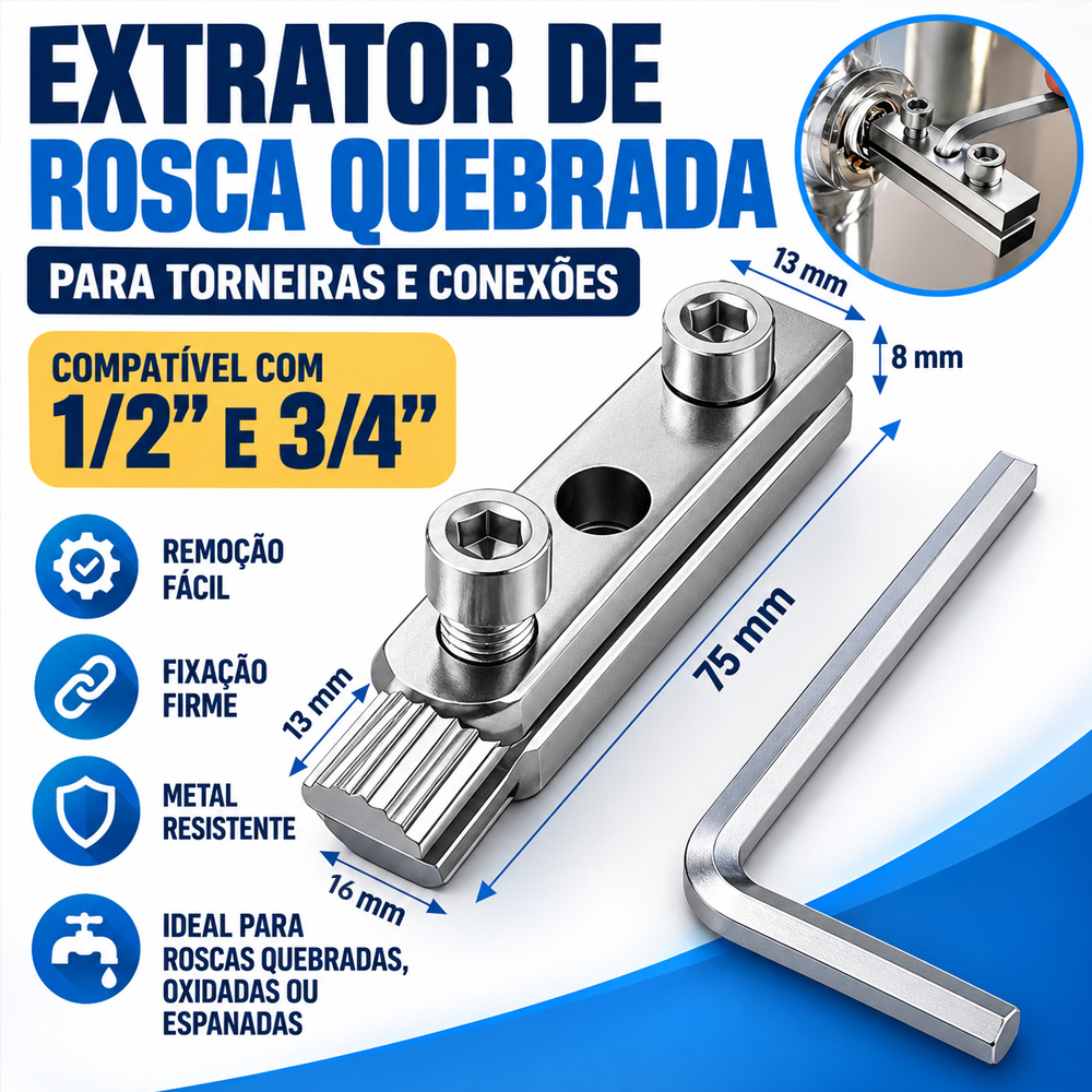 Extrator De Rosca De Tubo Quebrado, Ferramenta De Desmontagem De Válvula De Ângulo De Torneira Compacta De