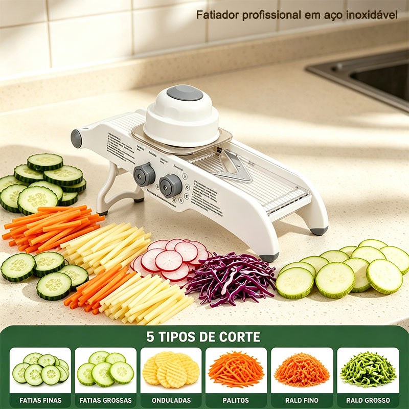 Mandolin Fatiador Cortador Ralador de Legumes Profissional Inox Antiferrugem Corta Rala Pica em Segundos para Cozinha