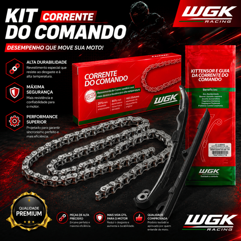 Corrente De Comando + kit Tensor E Guia Honda Cbx 250 Twister / Xr 250 Tornado Até 2008 - WGK