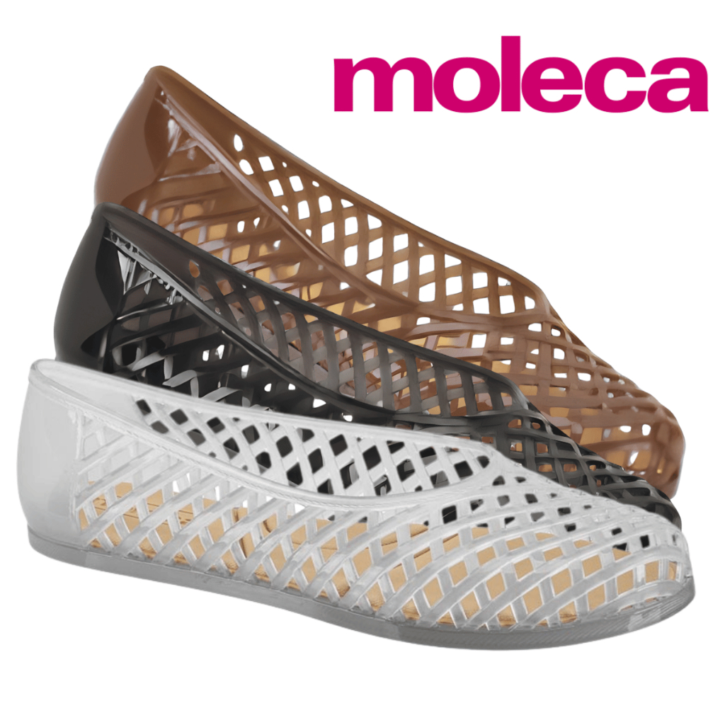Sapatilha Feminina Moleca Jelly Transparente Ana Castela Confortável Original Verão Cristal Preto Chocolate