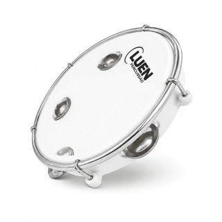 Pandeiro 8 Polegadas ABS Branco Pele Cristal 40084BR com Platinela Inox Infatil Luen