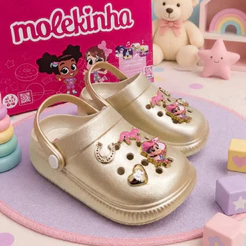 Sandália Infantil Molekinha Original Menina com Bottons Calce Fácil Conforto Leve Antiderrapante Dia a Dia