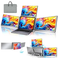 Monitor Portátil Triplo NOVANTE 15.6" FHD IPS Expansor de Tela 3 Telas Rotação de 360º para Notebook Windows e macOS