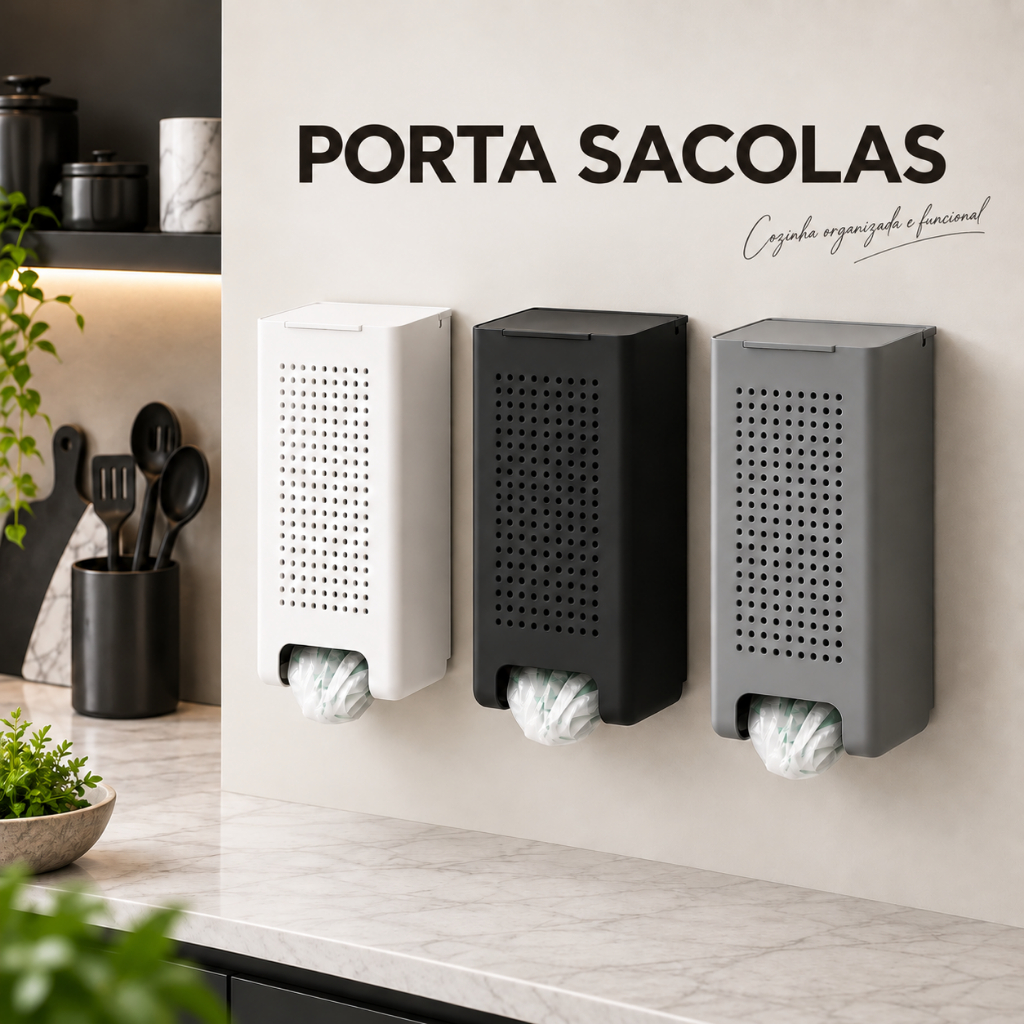 Organizador De Parede Para Sacolas Linha Flow Cozinha Prático