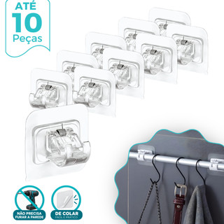 Suporte Para Barra de Cortina Adesivo Kit 2/4/6/8 Ajuste Fácil e Instalação Sem Pregos Se…