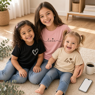 Kit 3 Camiseta Infantil Menina T-shirt Feminina Algodão Basica Moda Blogueirinha Blusas Estampadas